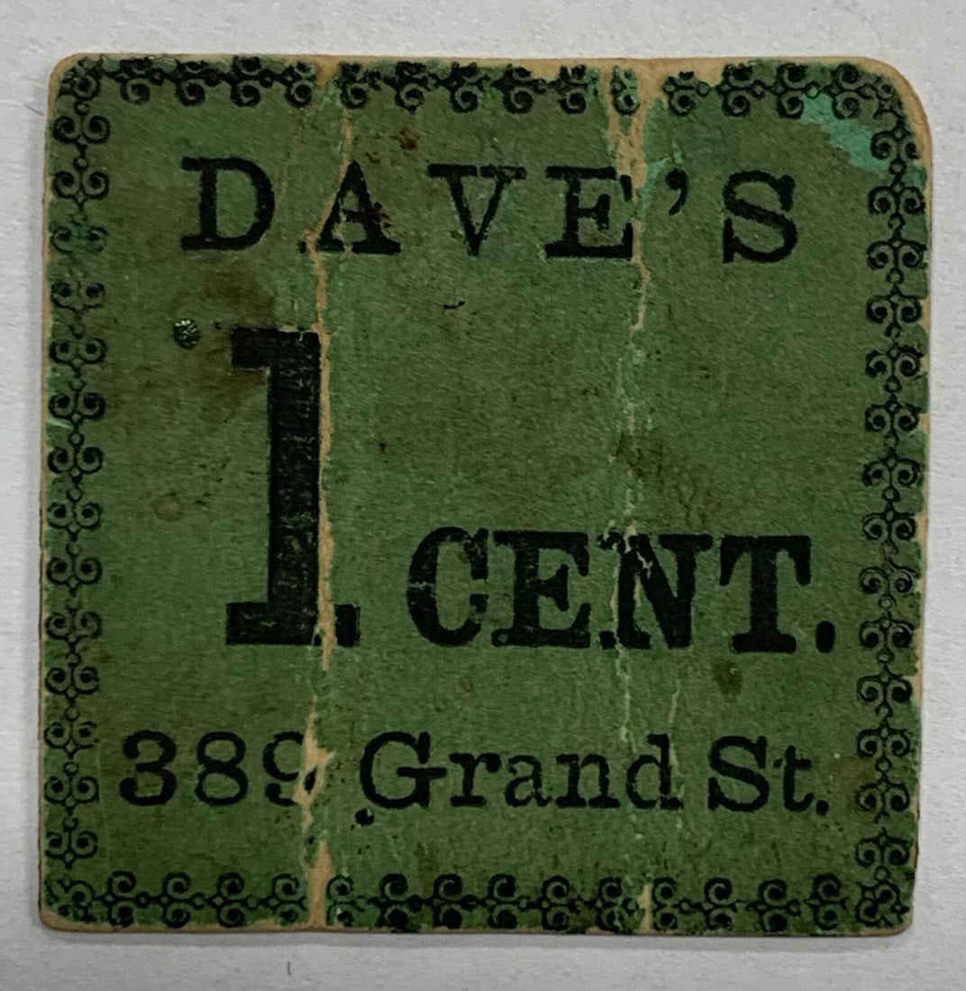 One Cent Civil War Obsolete Currency Chit United States: One Cent Civil War Obsolete Currency Chit United States This is a pre-owned Civil War-era one cent obsolete currency chit from the United States known as Dave's One Cent. The chit is uncirculated and 