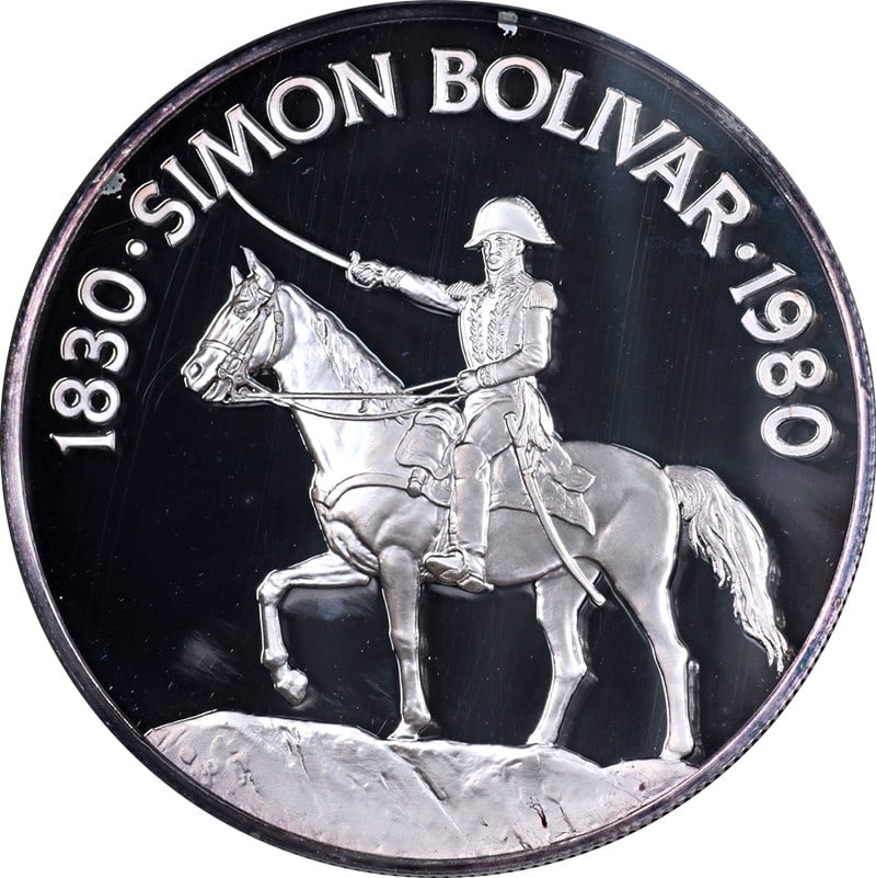Panama 20 Balboa Silver 1980 Simon Bolivar Death Anniversary NGC PF68 UCAM (1 of 4)