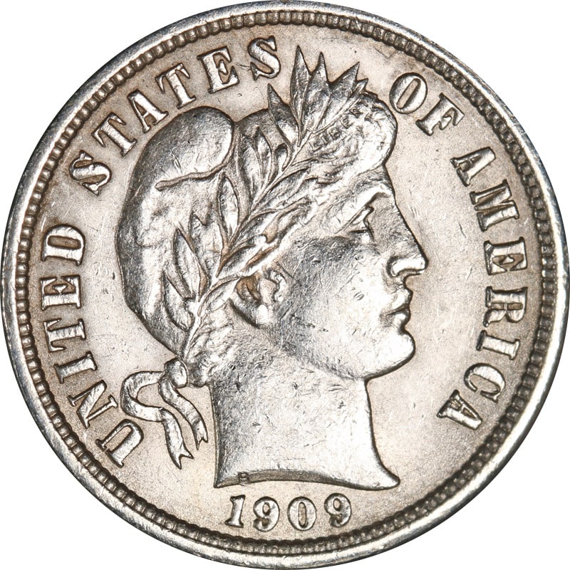 1909 P United States Barber silver dime coin (1 of 2)