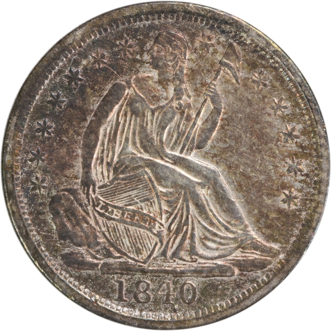 1840 Liberty Seated Silver Half Dime AU Uncertified Christian Gobrecht: 1840 Liberty Seated Silver Half Dime AU Uncertified Christian Gobrecht This 1840 Liberty Seated Silver Half Dime features a stunning design by Christian Gobrecht, showcasing the seated figure of Liber