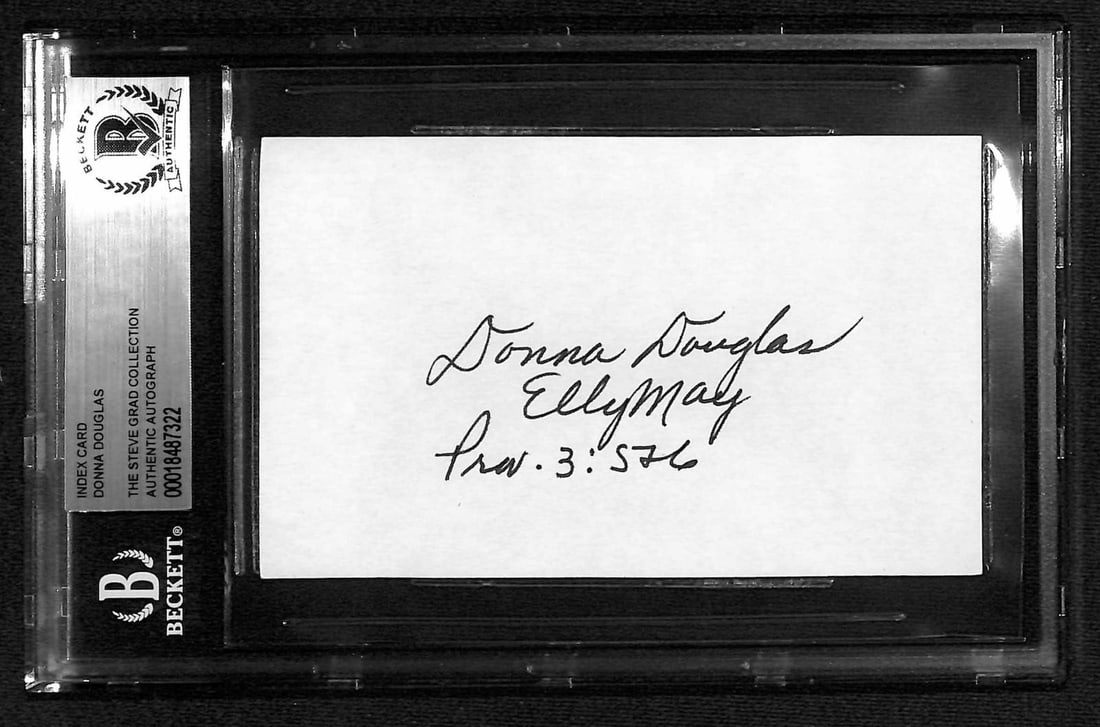 Beckett Authenticated Donna Douglas Elly May Signed 3x5 Card (1 of 1)