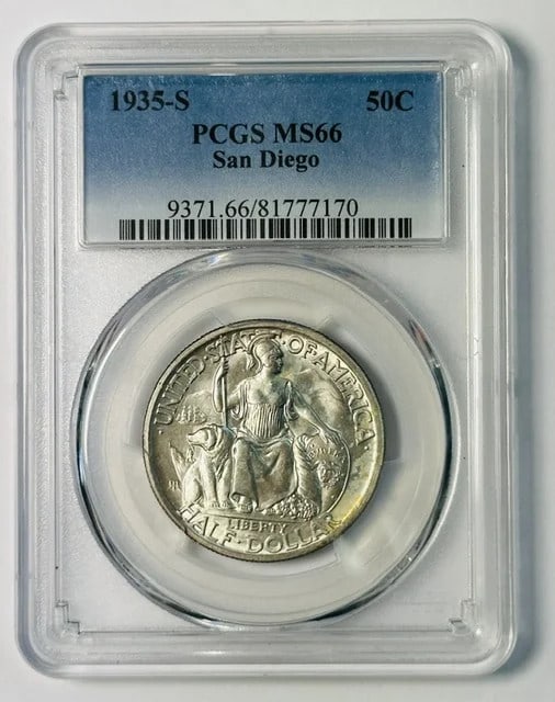 1935-S San Diego Silver Half Dollar PCGS MS66 Commemorative (1 of 2)
