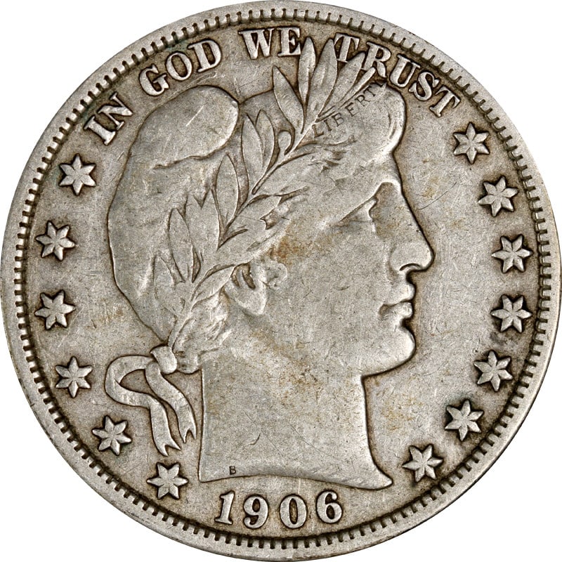 1906 P United States Barber Silver Half Dollar: 1906 P United States Barber Silver Half Dollar 1906-P Barber Half Dollar from the United States. This pre-owned coin is composed of silver and is circulated and uncertified. Specifications Item Type: 