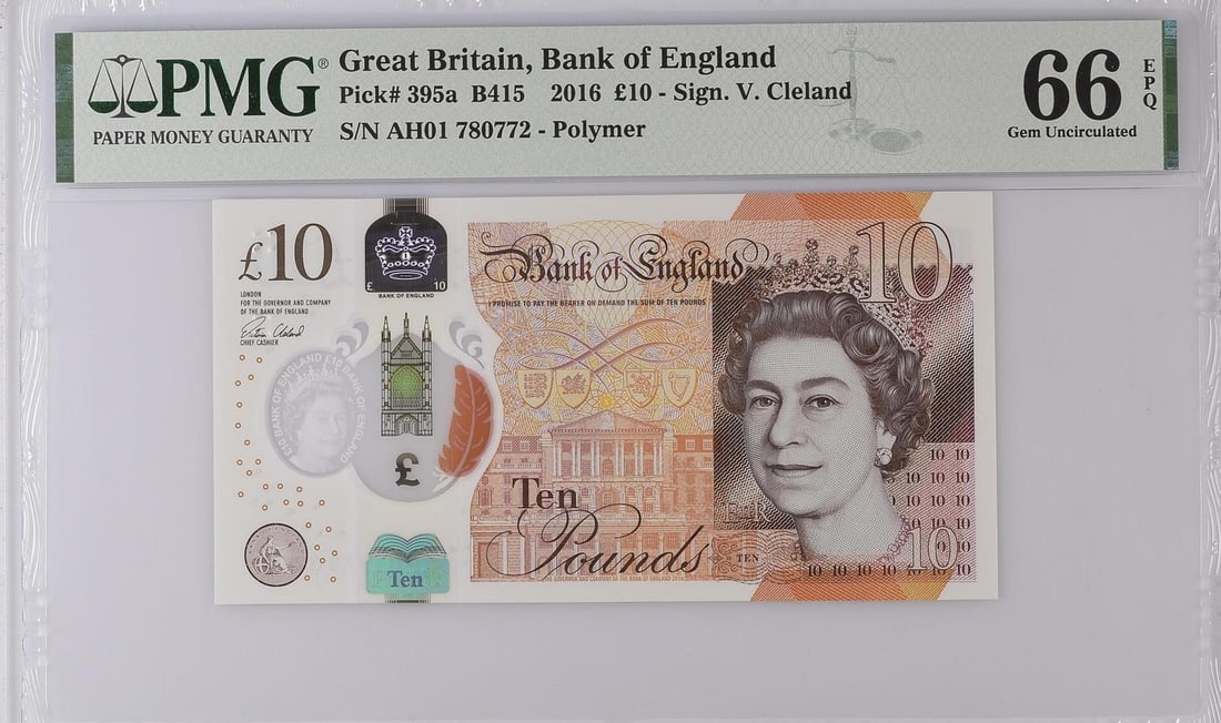 Great Britain Bank of England 10 Pounds 2016 Pick 395a PMG 66 EPQ (1 of 2)