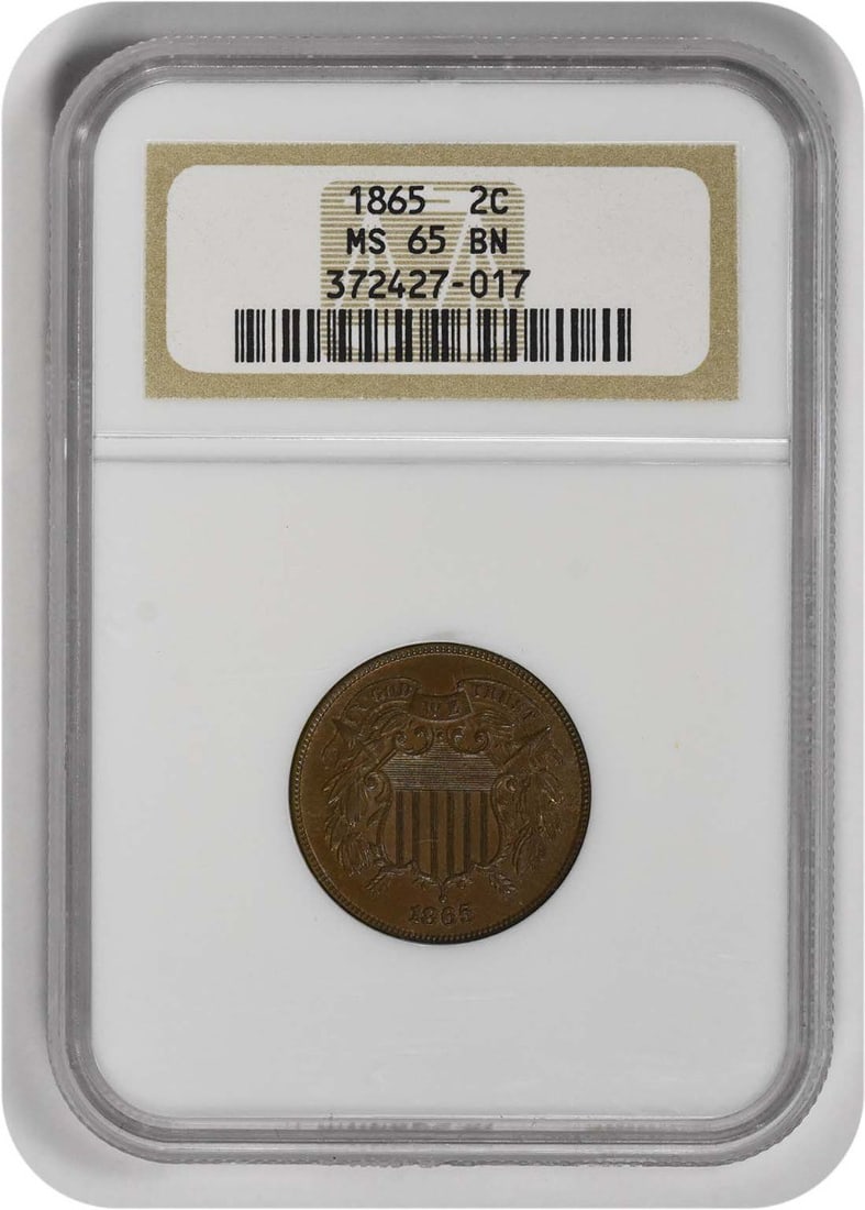 NGC MS65BN 1865 United States 2C Two Cent Coin (1 of 2)