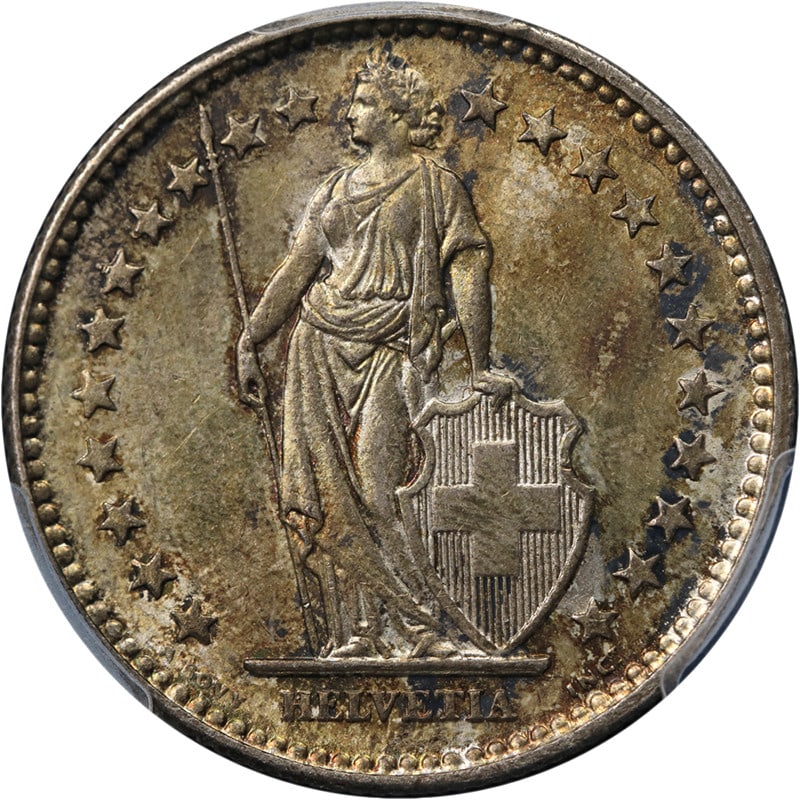 Switzerland 1922 B 2 Franc Silver Coin PCGS MS63 (1 of 4)