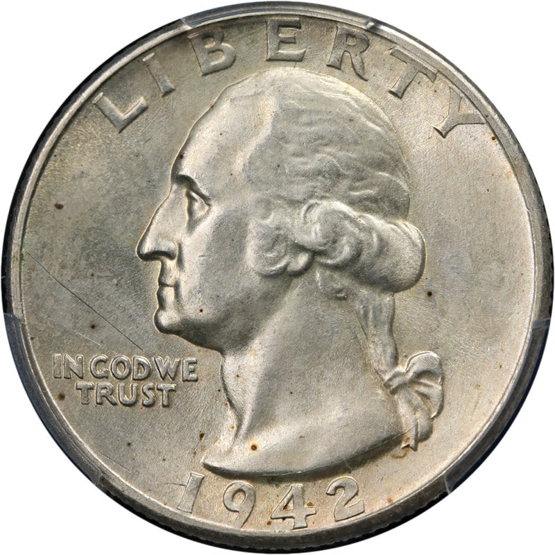 1942-D Silver Washington Quarter DDR FS-801 PCGS Unc Details: 1942-D Silver Washington Quarter DDR FS-801 PCGS Unc Details This 1942-D Washington Quarter features the DDR FS-801 variety and has been graded by PCGS as Uncirculated Details. The coin is composed of
