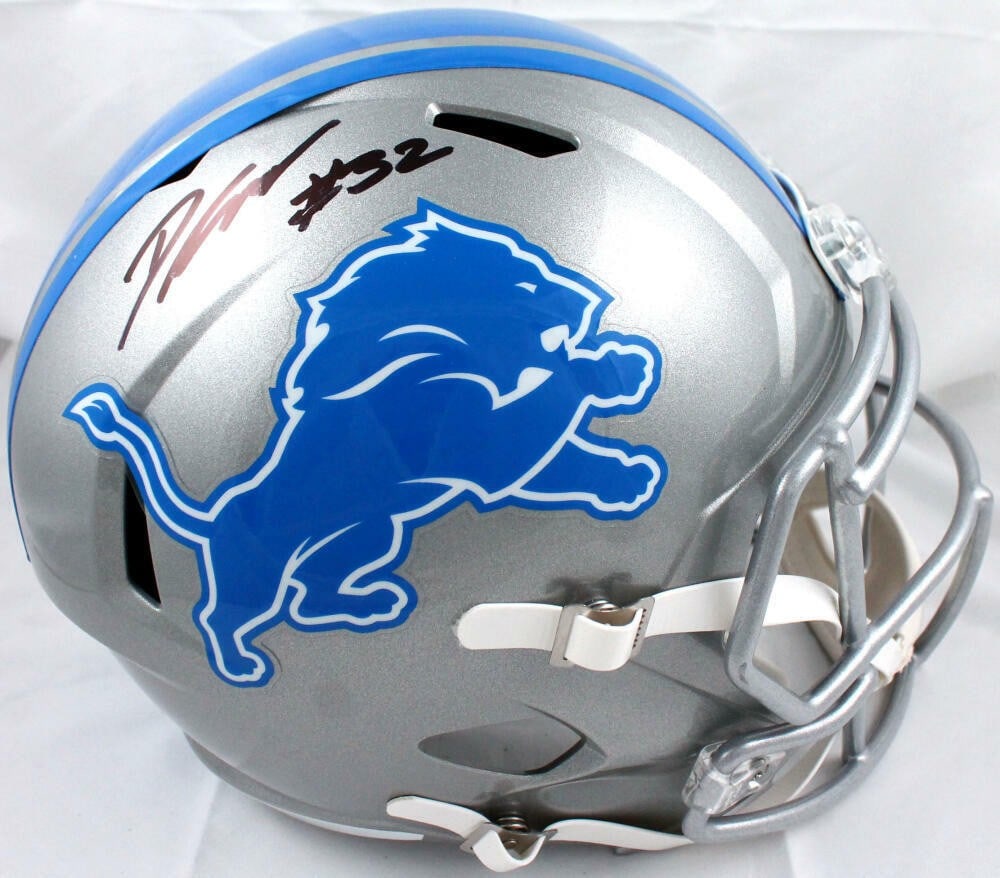 Detroit Lions full size Speed helmet signed by D'Andre Swift Beckett hologram: Detroit Lions full size Speed helmet signed by D'Andre Swift Beckett hologram Autographed Detroit Lions full-size Speed helmet signed by D'Andre Swift. The helmet is listed as original and comes in pr