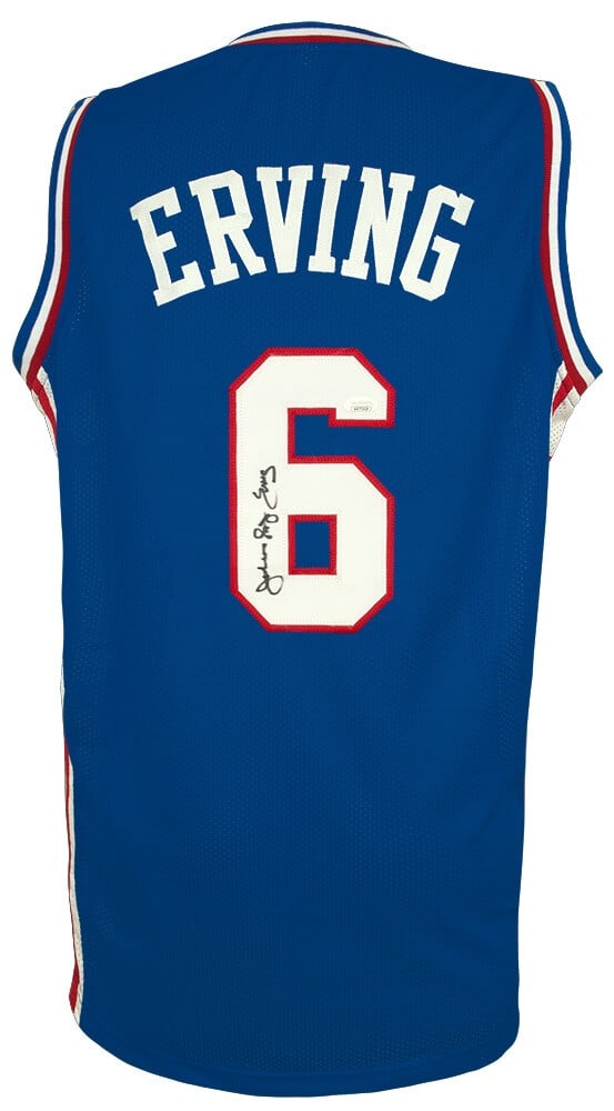 Julius Dr J Erving Signed Blue Throwback Jersey Philadelphia 76ers JSA COA (1 of 3)