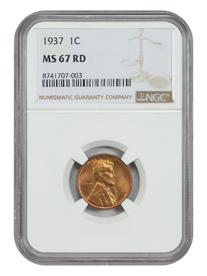 NGC MS67RD 1937 Lincoln Wheat Cent 1C Philadelphia RD (1 of 4)
