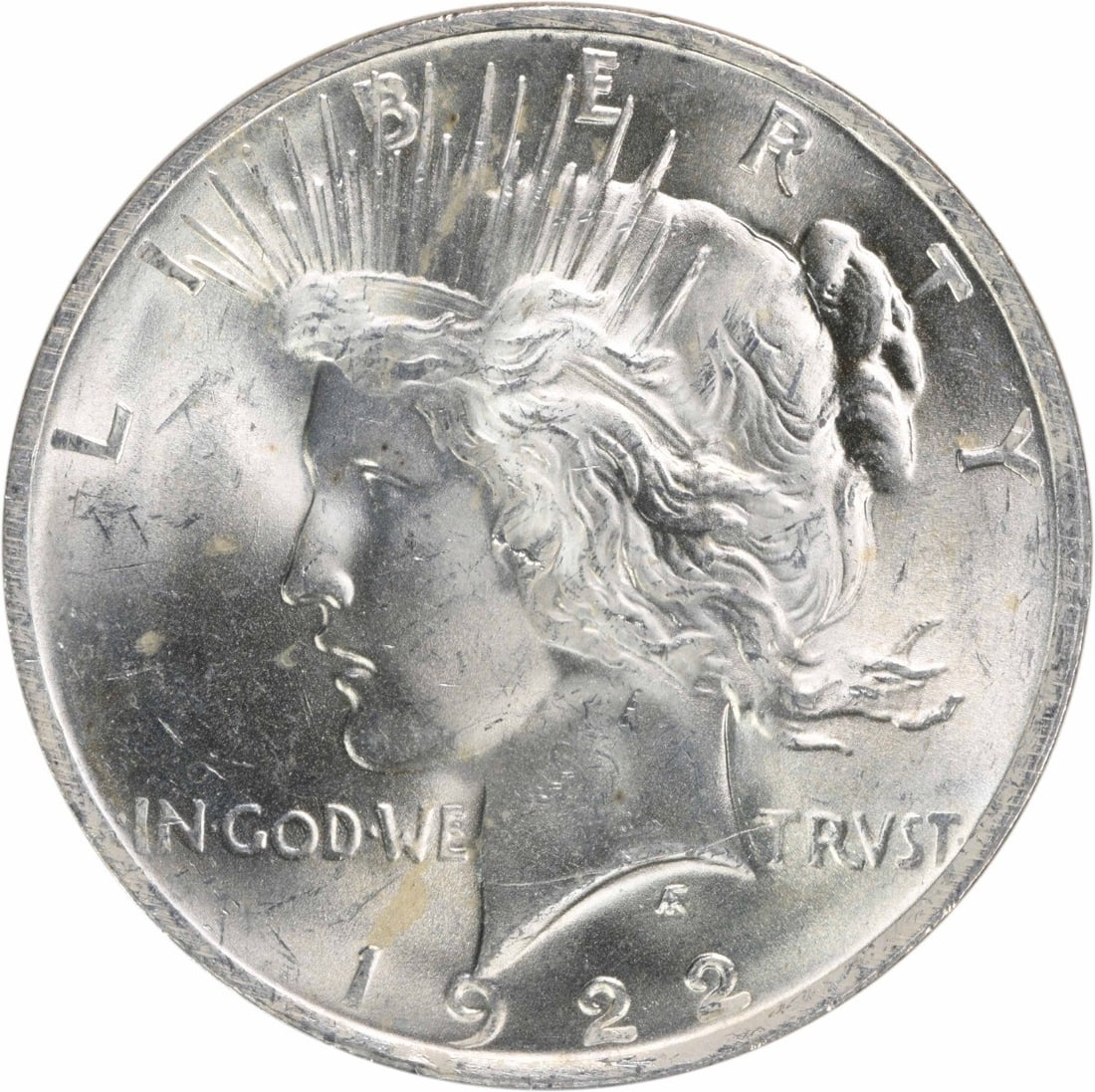 1922 Uncertified Peace Dollar Silver $1 MS63: 1922 Uncertified Peace Dollar Silver $1 MS63 1922 Peace Silver Dollar in uncirculated, pre-owned condition. This uncertified coin is identified as Choice BU and struck in silver. Specifications Coin: 