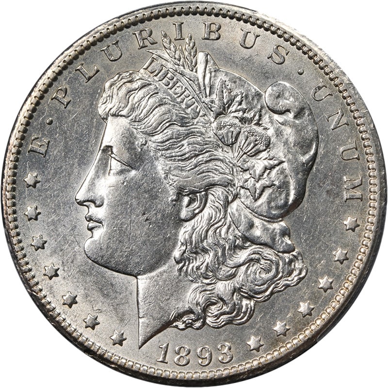 PCGS AU Details 1893 CC Morgan Silver Dollar Key Date: PCGS AU Details 1893 CC Morgan Silver Dollar Key Date 1893-CC Morgan Silver Dollar certified by PCGS as AU Details. This circulated silver coin is described as having great eye appeal, with nice luste