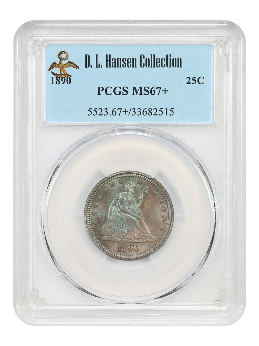PCGS MS67+ 1890 Liberty Seated Quarter ex D.L. Hansen (1 of 4)