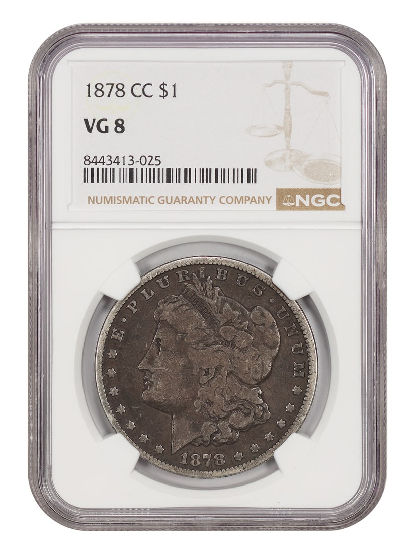 NGC VG08 1878 Carson City Morgan Silver Dollar $1: NGC VG08 1878 Carson City Morgan Silver Dollar $1 1878-CC Morgan Dollar certified by NGC in VG08 circulated condition. This is a popular first-year Carson City issue from the famed Carson City Mint. S