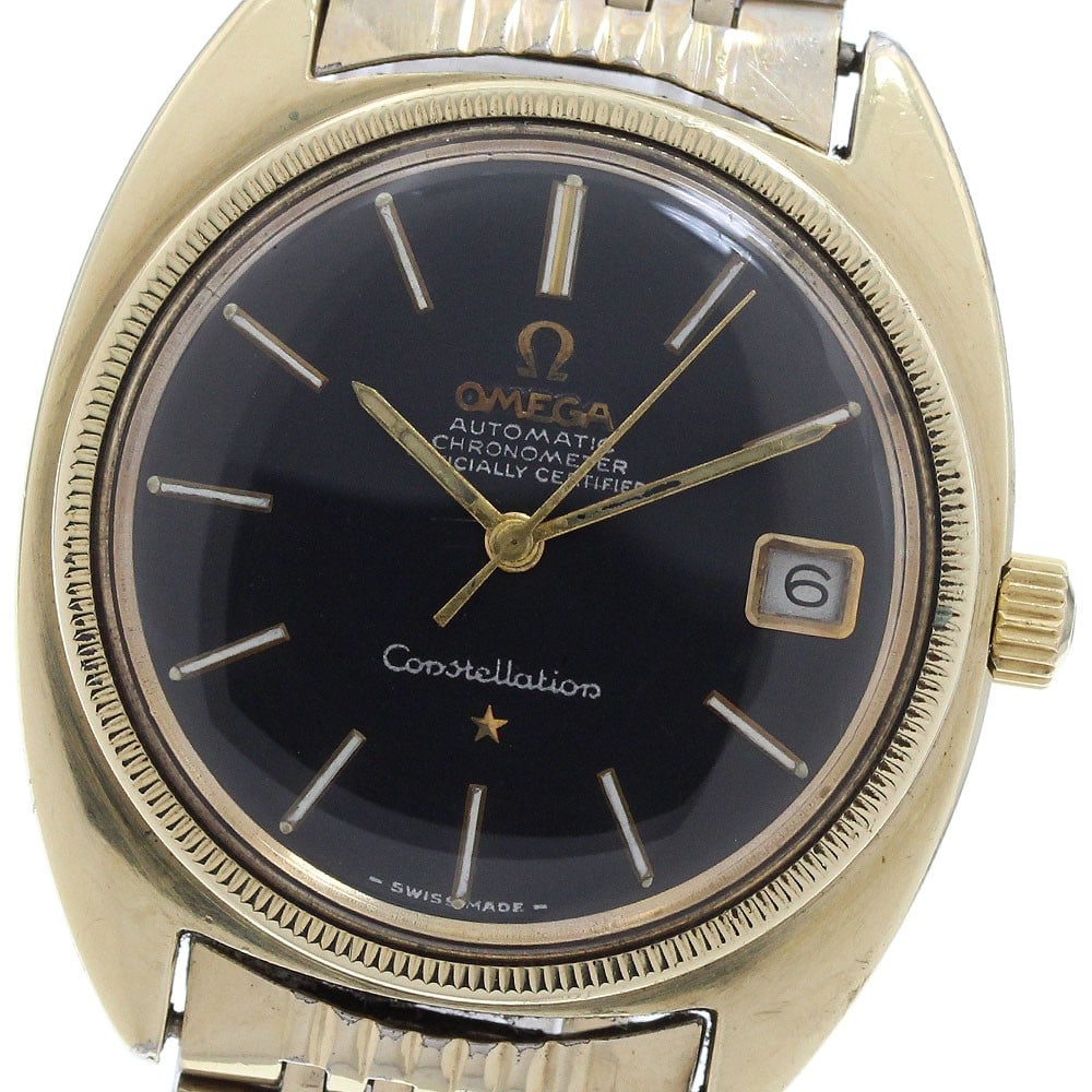 OMEGA Constellation CD 168.027 automatic mens wristwatch date black dial: OMEGA Constellation CD 168.027 automatic mens wristwatch date black dial OMEGA Constellation men's wristwatch with automatic movement and date function. This watch-only offering features a black dial 