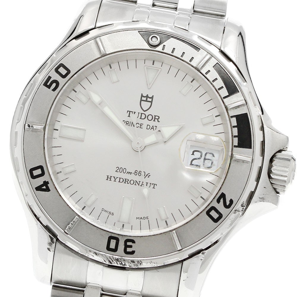 TUDOR Prince Date Hydronaut 89190 automatic mens wristwatch: TUDOR Prince Date Hydronaut 89190 automatic mens wristwatch TUDOR Prince Date Hydronaut men's wristwatch with automatic movement and date display. This stainless steel watch features a silver dial and