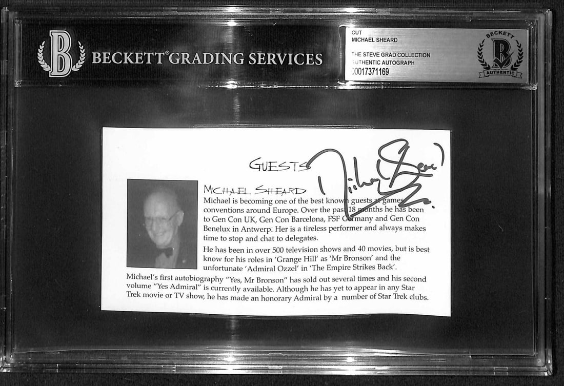 Beckett Authenticated Michael Sheard Admiral Ozzel signed bio cut (1 of 1)