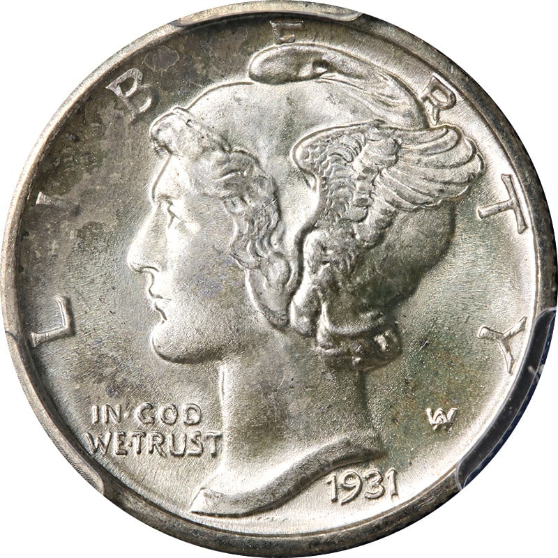 PCGS MS66 FB 1931-D Mercury Dime Silver Uncirculated: PCGS MS66 FB 1931-D Mercury Dime Silver Uncirculated A 1931-D Mercury Dime certified by PCGS and graded MS66 FB. This uncirculated silver coin is described as having superb eye appeal, fantastic luste