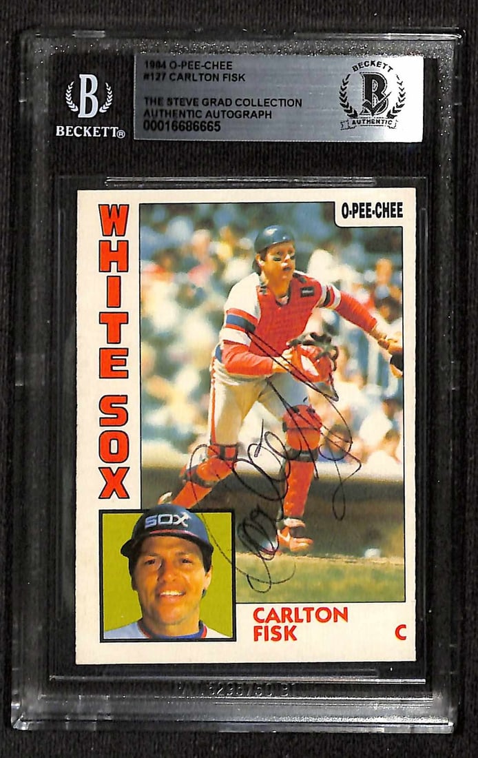 Beckett Certified 1984 O-Pee-Chee 127 Carlton Fisk Autographed White Sox Card (1 of 1)