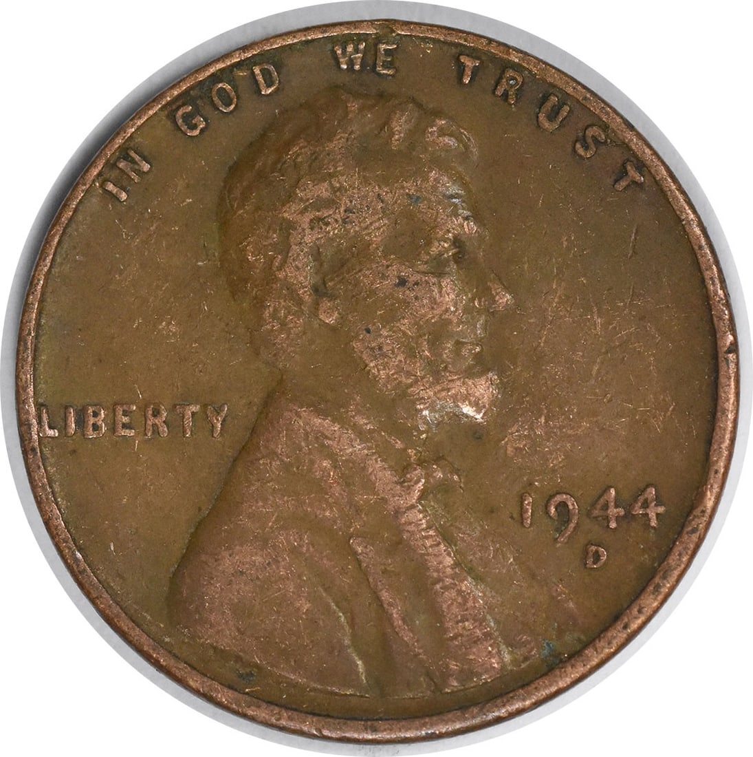 1944-D/S Lincoln Cent OMM 1 FS-511 Circulated Copper Coin: 1944-D/S Lincoln Cent OMM 1 FS-511 Circulated Copper Coin This 1944-D/S Lincoln Cent is a notable example of a coin featuring an Over Mint Mark (OMM) and is classified as FS-511. The coin is in Very F