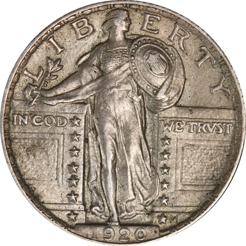 1920 P Standing Liberty Silver Quarter US Coin: 1920 P Standing Liberty Silver Quarter US Coin 1920-P Standing Liberty Quarter. This pre-owned coin is a circulated, uncertified example with a silver composition and choice designation. Specification