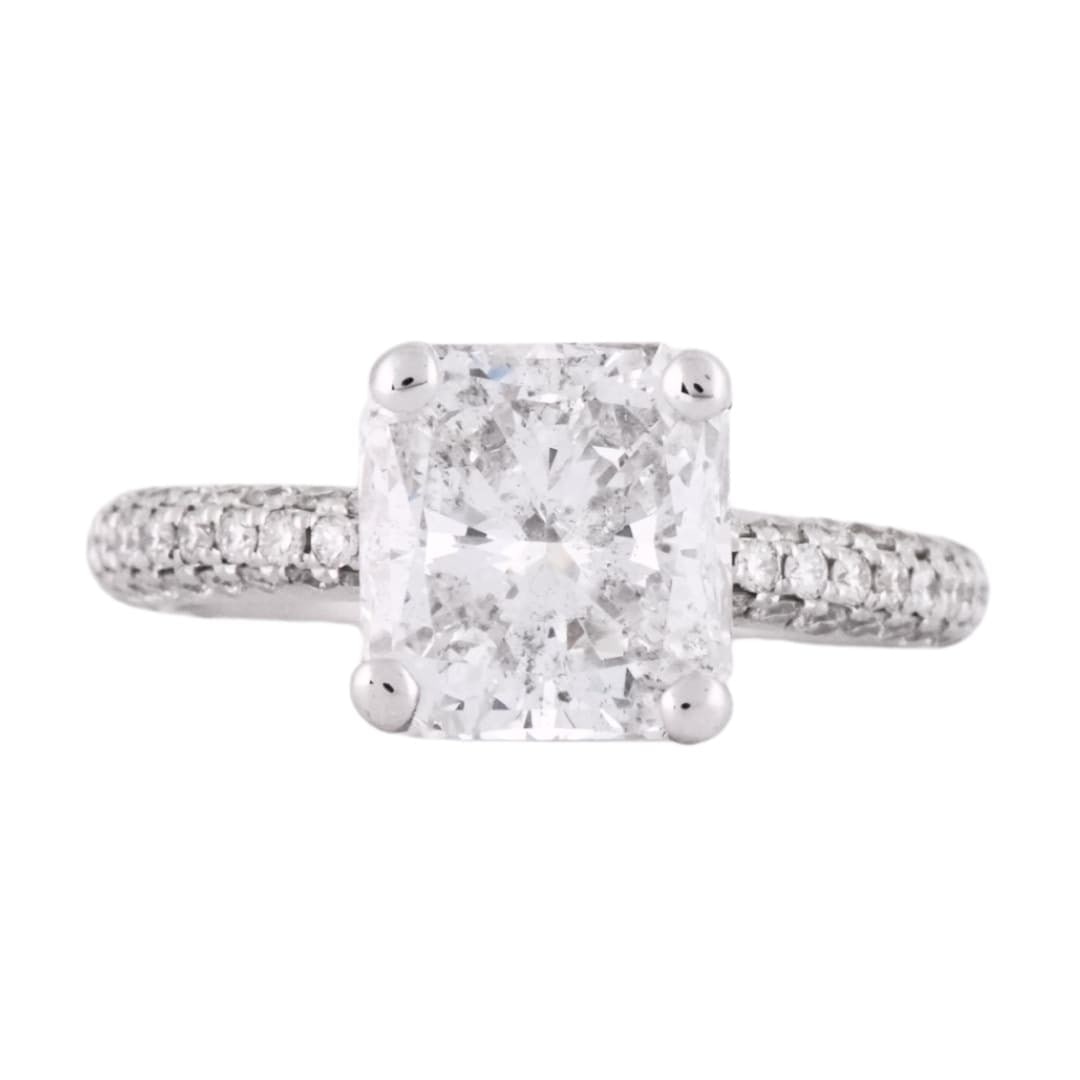 Custom 18K White Gold Ring with 3.32 CT Radiant Diamond (1 of 6)