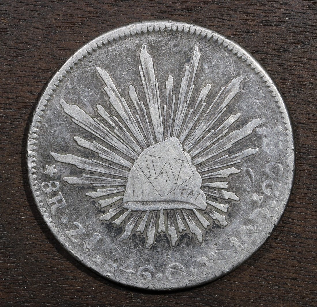 Mexico 1846-Zs 8 Reales Silver Coin Zacatecas Cap and Rays (1 of 2)