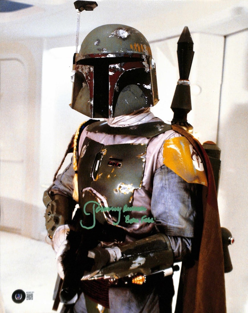 Beckett Certified 11x14 Boba Fett Photo Signed by Jeremy Bulloch: Beckett Certified 11x14 Boba Fett Photo Signed by Jeremy Bulloch Original autographed 11x14 photograph signed by Jeremy Bulloch, known for portraying Boba Fett in Star Wars: The Empire Strikes Back. T