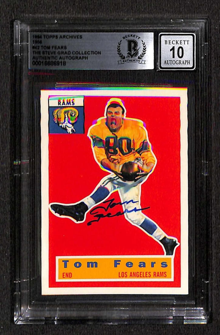 Beckett Auto 10 Tom Fears 1994 Topps Archives 1956 Card 42 (1 of 1)