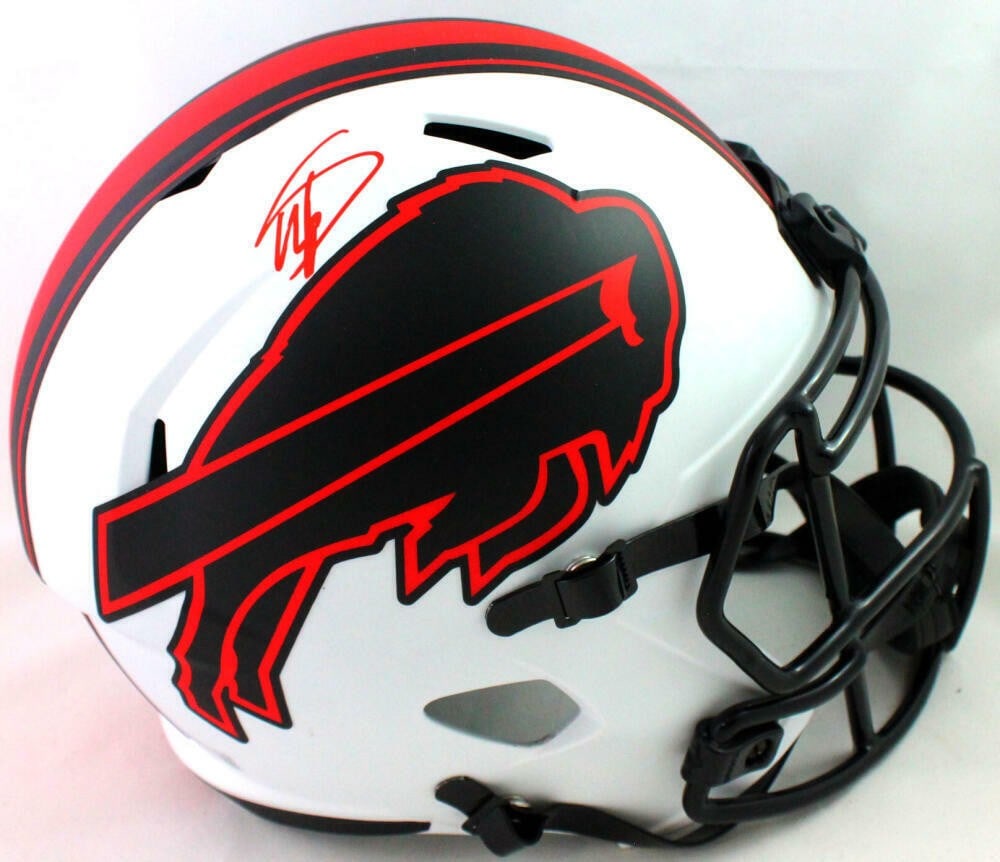 Buffalo Bills Lunar Speed Full Size Helmet Signed by Stefon Diggs Beckett: Buffalo Bills Lunar Speed Full Size Helmet Signed by Stefon Diggs Beckett Autographed Buffalo Bills Lunar Speed full-size helmet signed by Stefon Diggs. The item is listed as original, pre-owned, and 