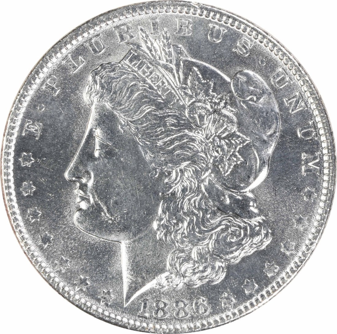 1886 Uncertified Morgan $1 Silver Dollar Uncirculated: 1886 Uncertified Morgan $1 Silver Dollar Uncirculated 1886 Morgan Silver Dollar in uncirculated, pre-owned condition. This silver $1 coin is listed as uncertified and graded MS63. Specifications Coin: