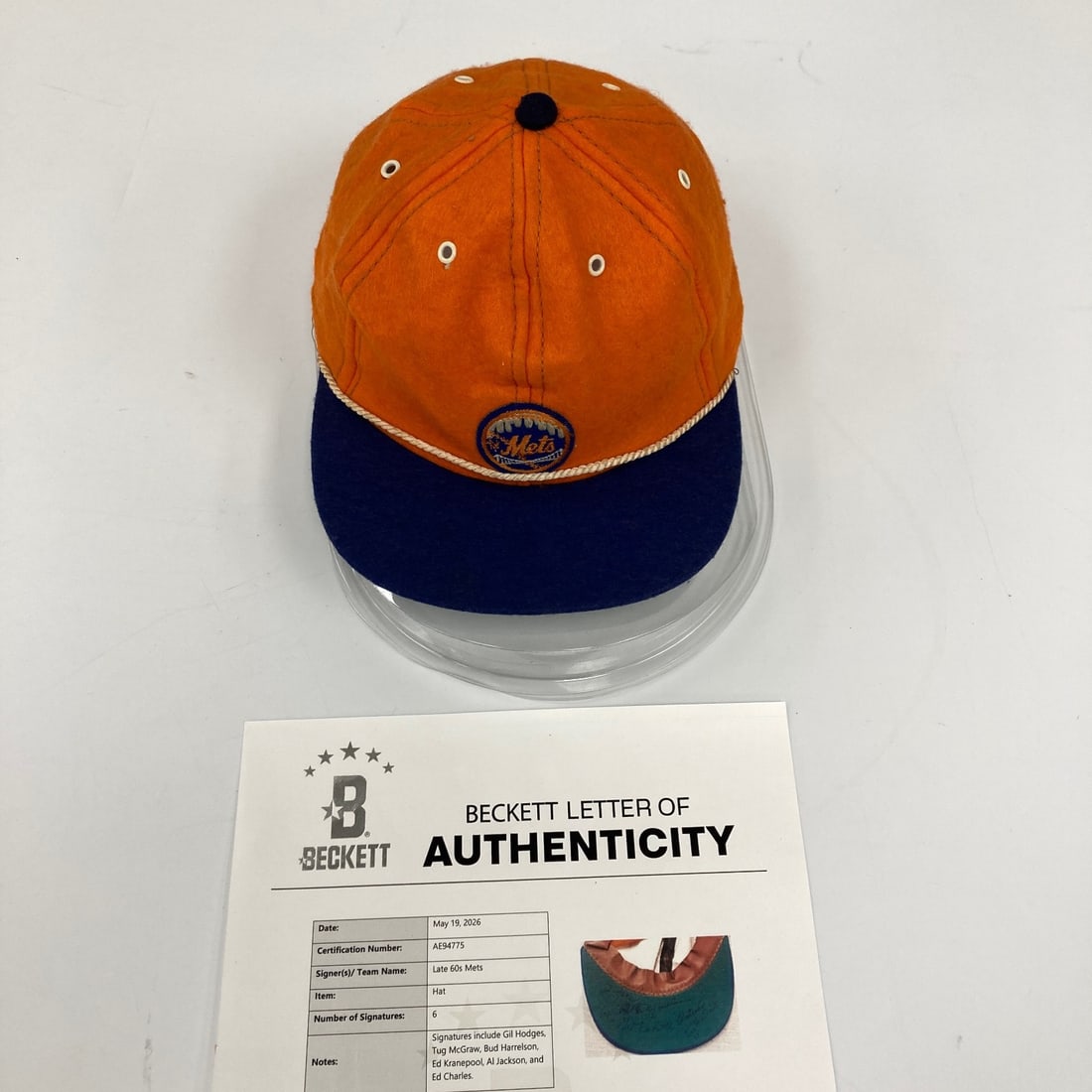 1960s New York Mets signed hat Gil Hodges 6 autographs Beckett BAS LOA (1 of 7)