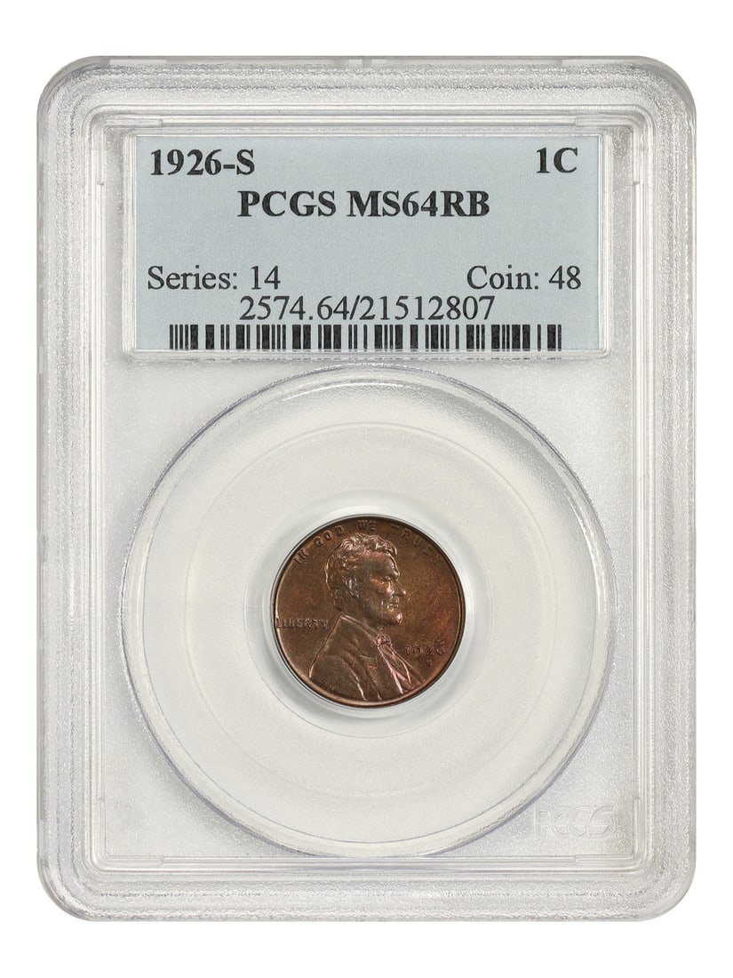 PCGS MS64RB 1926-S Lincoln Wheat Cent Semi Key 1C (1 of 4)