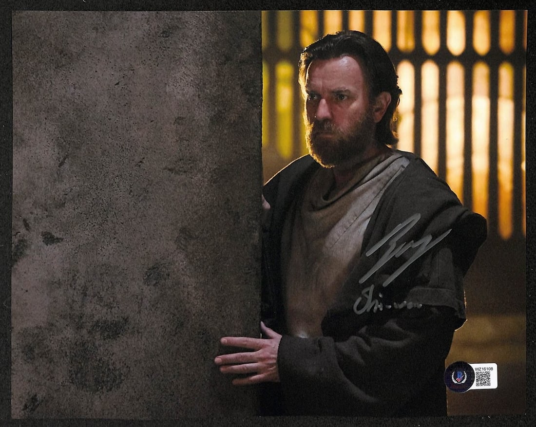 Beckett Certified Ewan McGregor Signed Star Wars Obi Wan Kenobi 8x10 Photo: Beckett Certified Ewan McGregor Signed Star Wars Obi Wan Kenobi 8x10 Photo Autographed 8x10 photo of Ewan McGregor as Obi Wan Kenobi from Star Wars. This original pre-owned photo includes Beckett auto