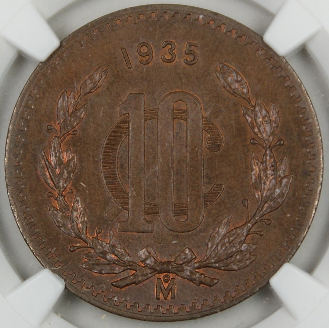 Mexico 1935 MO 10 Centavos Bronze Coin NGC MS-64 BN (1 of 4)