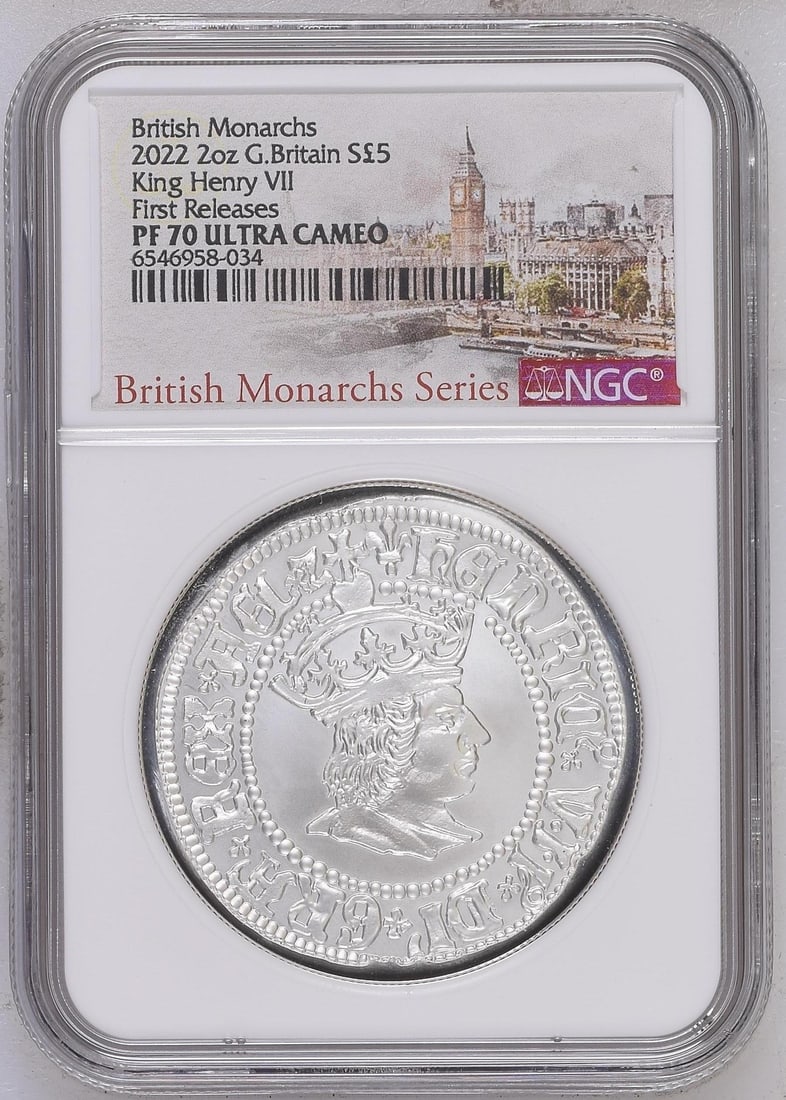 NGC PR70DCAM 2022 Great Britain 2oz King Henry VII S5PND First Releases (1 of 2)