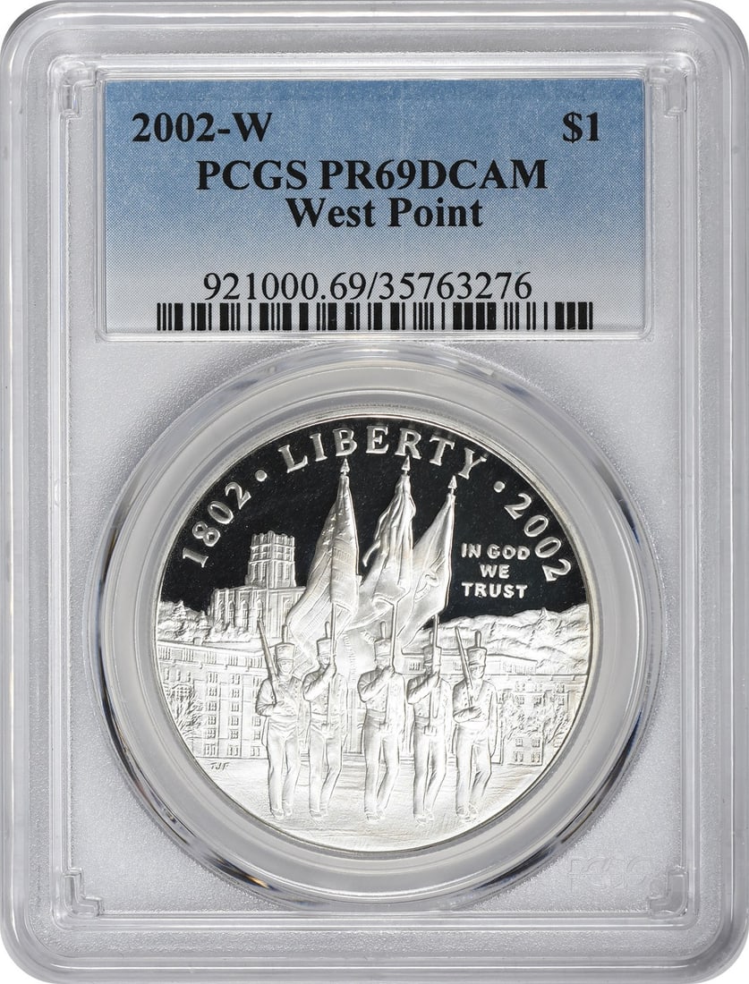 PCGS PR69DCAM 2002-W West Point Proof Silver Commemorative Dollar (1 of 2)