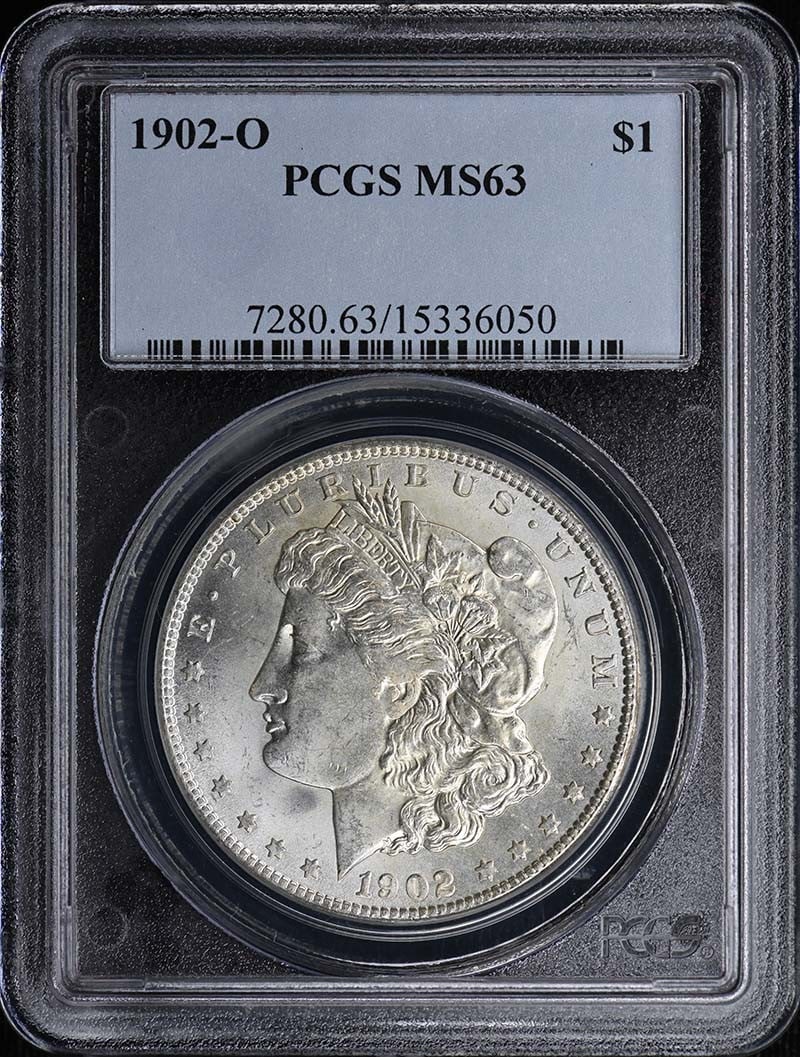 PCGS MS63 1902 O Morgan Silver Dollar: PCGS MS63 1902 O Morgan Silver Dollar 1902-O Morgan Dollar certified by PCGS and graded MS63. This pre-owned coin is an uncirculated example of the Morgan Dollar series struck in the United States. Sp