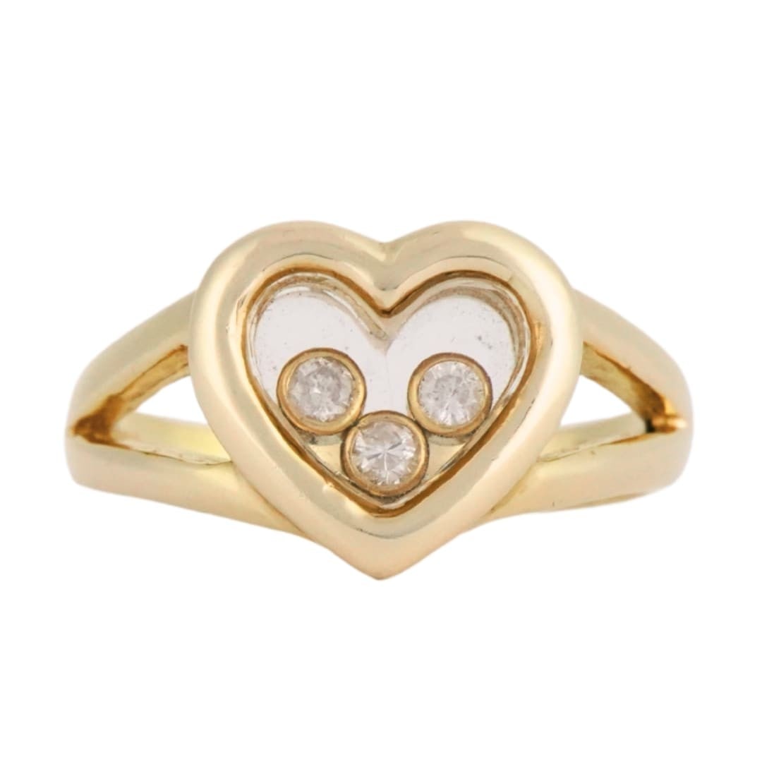 Unbranded 14K Yellow Gold Heart Ring with 3 Diamond Accents (1 of 6)