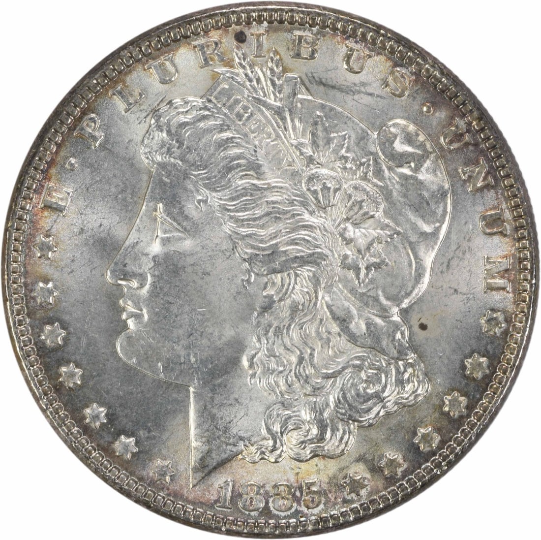 Choice BU 1885 Morgan Dollar Silver Uncirculated Uncertified Coin: Choice BU 1885 Morgan Dollar Silver Uncirculated Uncertified Coin This 1885 Morgan Silver Dollar is an uncirculated coin in Choice Brilliant Uncirculated (BU) condition. It is composed of silver and f