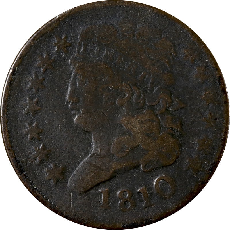 United States 1810 Classic Head Half Cent Copper Coin (1 of 2)
