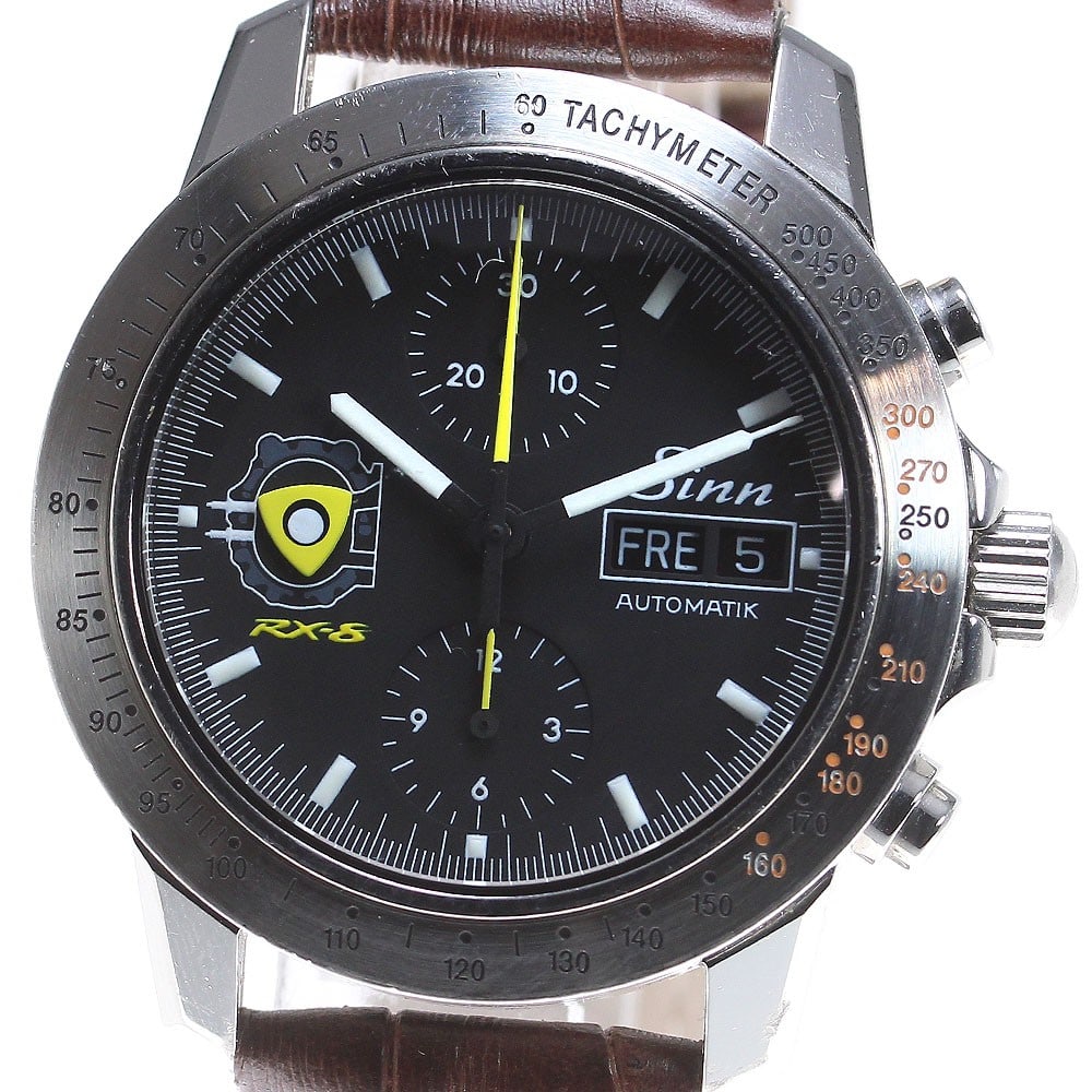 Sinn 303.RX-08 Limited Mazda mens automatic chronograph watch: Sinn 303.RX-08 Limited Mazda mens automatic chronograph watch Sinn LIMITED MAZDA chronograph wristwatch for men with an automatic movement and black dial. This day-date model also features small secon
