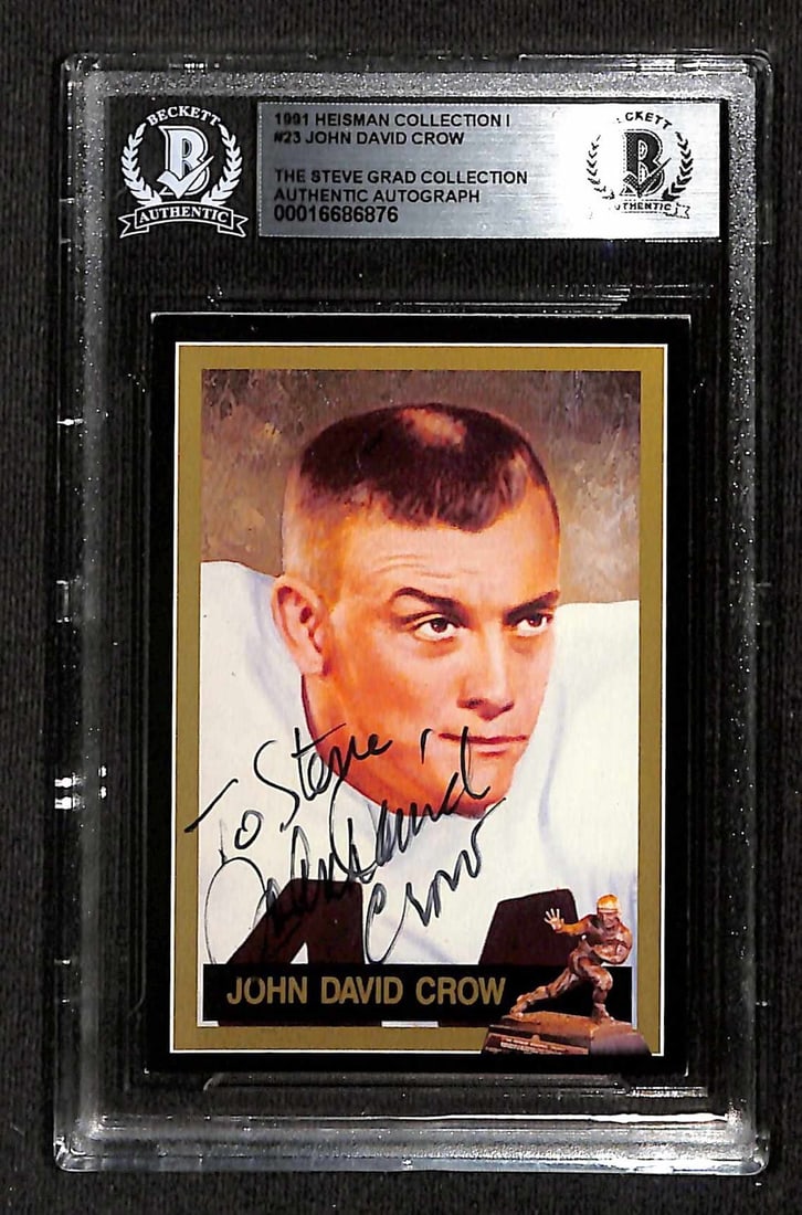 Beckett authenticated John David Crow 1991 Heisman Collection #23 autographed card (1 of 1)