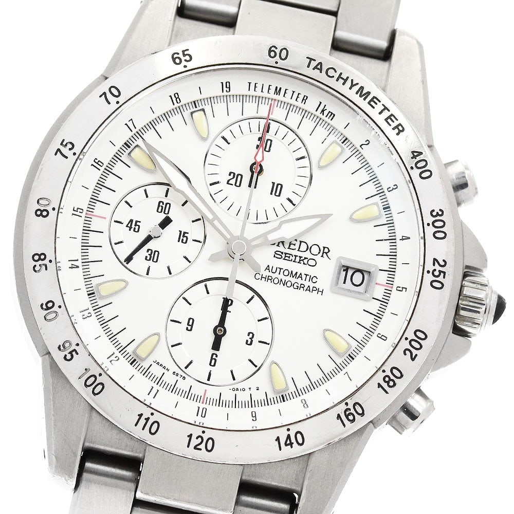 Seiko Credor Phoenix automatic chronograph mens titanium wristwatch: Seiko Credor Phoenix automatic chronograph mens titanium wristwatch Seiko Credor Phoenix automatic chronograph men's wristwatch from Japan. This watch features a beige dial with date, chronograph, and