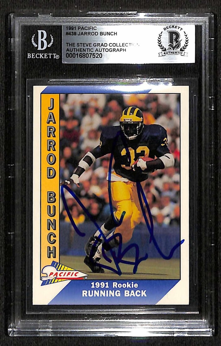 Beckett authenticated Jarrod Bunch 1991 Pacific 438 autographed football card (1 of 1)