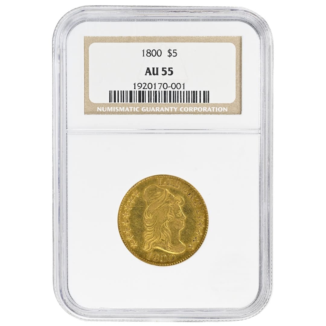 NGC AU55 1800 United States $5 Gold Draped Bust Type 2 (1 of 2)