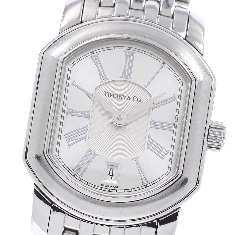 Tiffany Co Mark Coupe Ladies Quartz Date Wristwatch Steel (1 of 6)