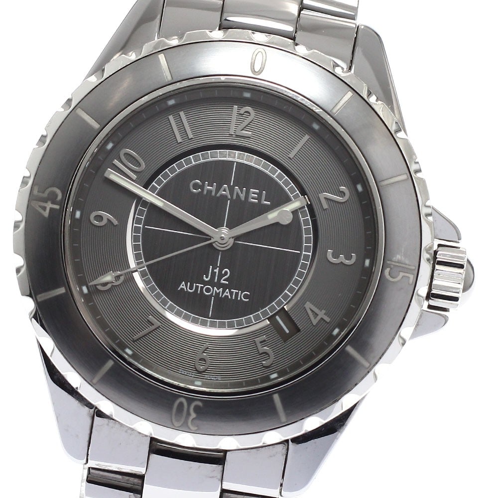 CHANEL J12 Chromatic H2934 mens automatic date watch 41mm: CHANEL J12 Chromatic H2934 mens automatic date watch 41mm Chanel J12 Chromatic men's wristwatch with automatic movement and date display. This watch features a gray dial with a titanium and ceramic ca