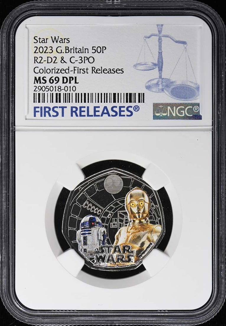 NGC MS69 2023 Great Britain 50P R2-D2 C-3PO First Releases Colorized (1 of 2)