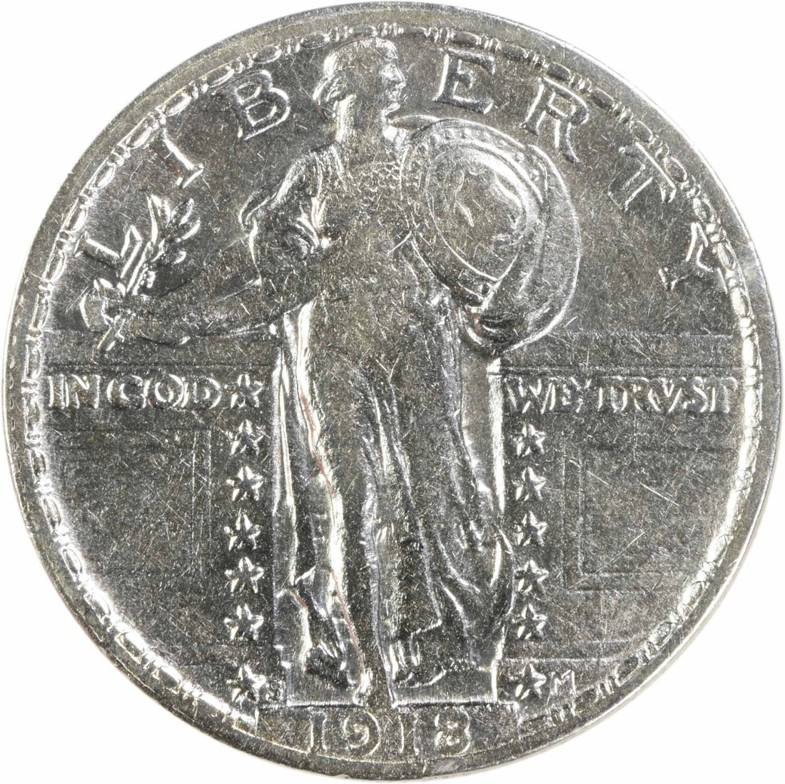 1918 S 25C Standing Liberty Quarter Silver EF Uncertified: 1918 S 25C Standing Liberty Quarter Silver EF Uncertified 1918-S Standing Liberty quarter from the United States. This pre-owned coin is circulated, graded EF, and struck in silver. It is an uncertifi